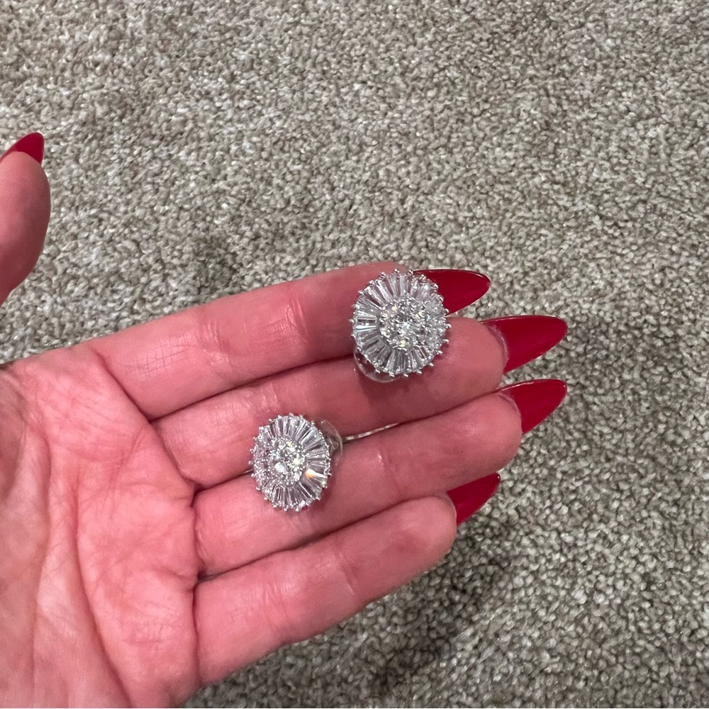 Flower Cluster Stud Sparkly Statement Earrings - image 2